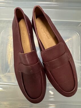 Madewell Men's Maroon Leather Penny Loafers